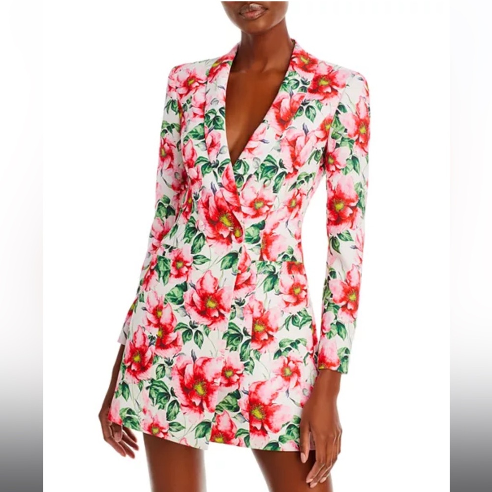 Alice + Olivia Pink Floral Long Sleeve Blazer Dress